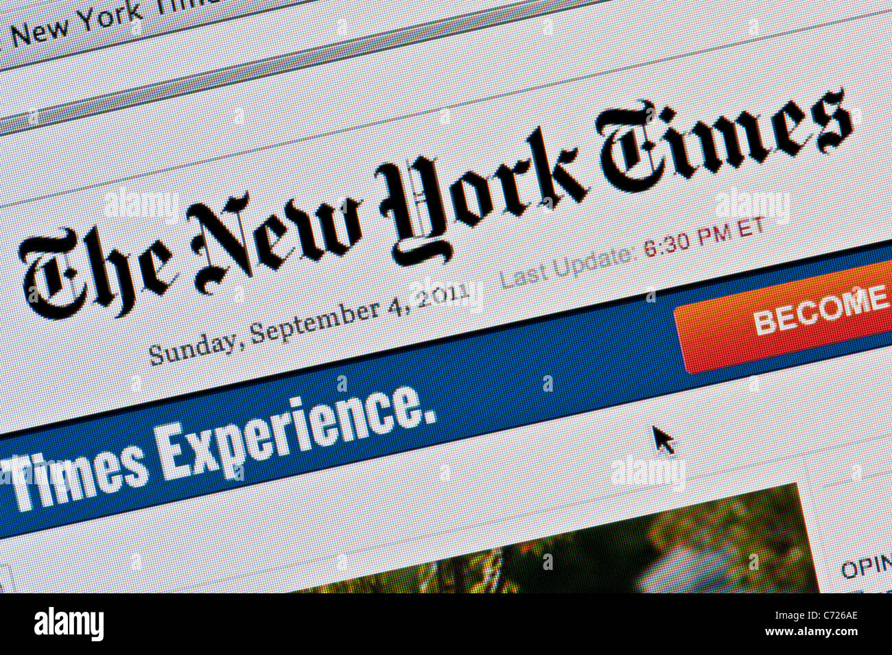 Nahaufnahme von der New York Times-Logo auf ihrer Website gesehen. (Nur zur redaktionellen Verwendung: print, TV, e-Book und redaktionelle Webseite). Stockfoto