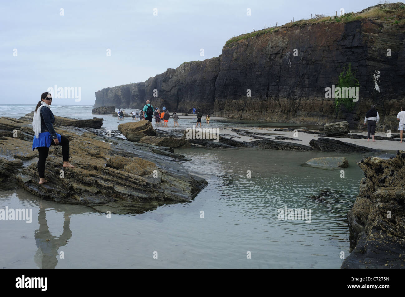 "PRAIA AS CATEDRAIS AUFSUCHEN" - RIBADEO RAT. Provinz Lugo. Galicien. Spanien Stockfoto