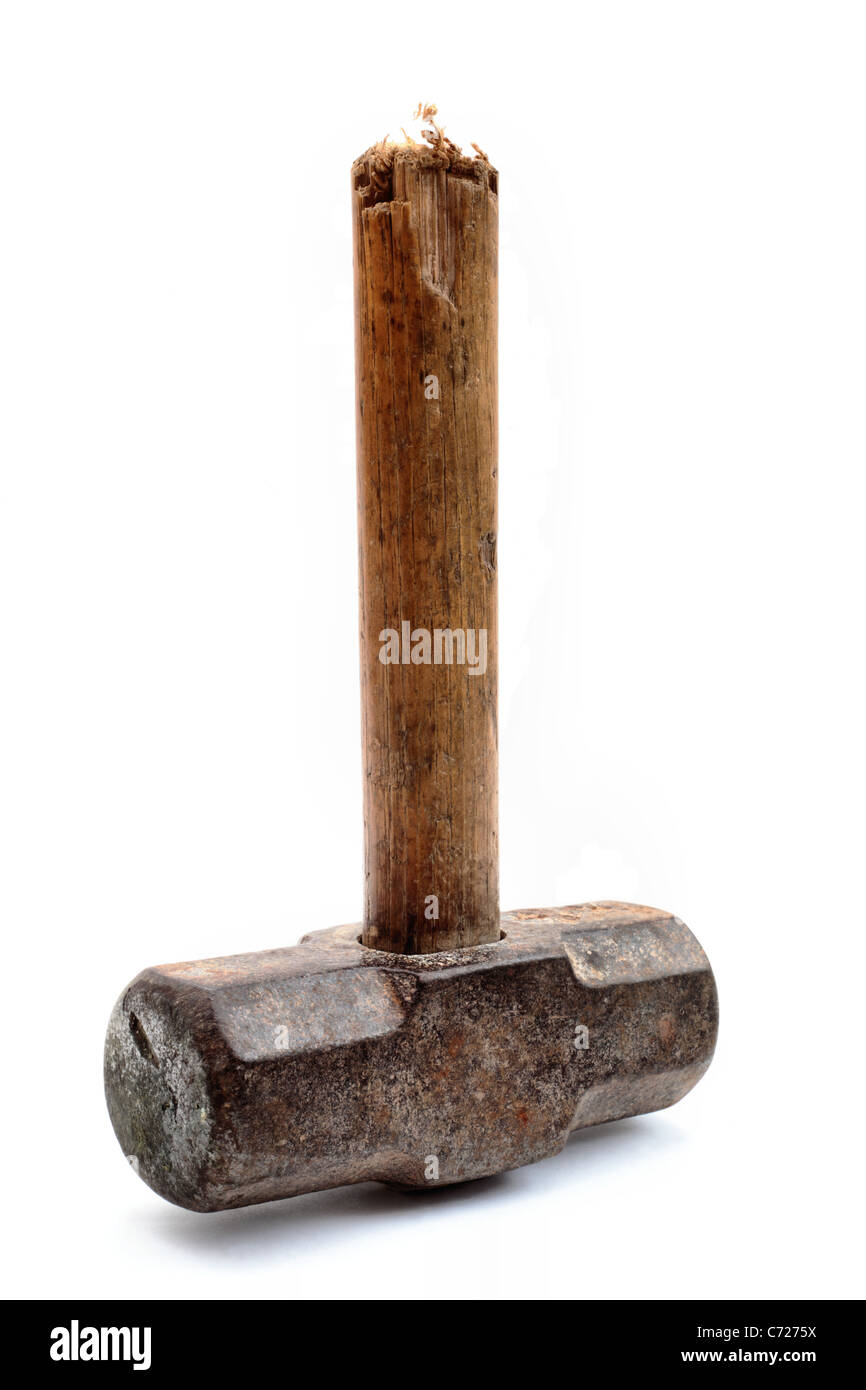 Alte abgenutzte Lump Hammer. Manchmal bekannt als ein Vorschlaghammer Stockfoto