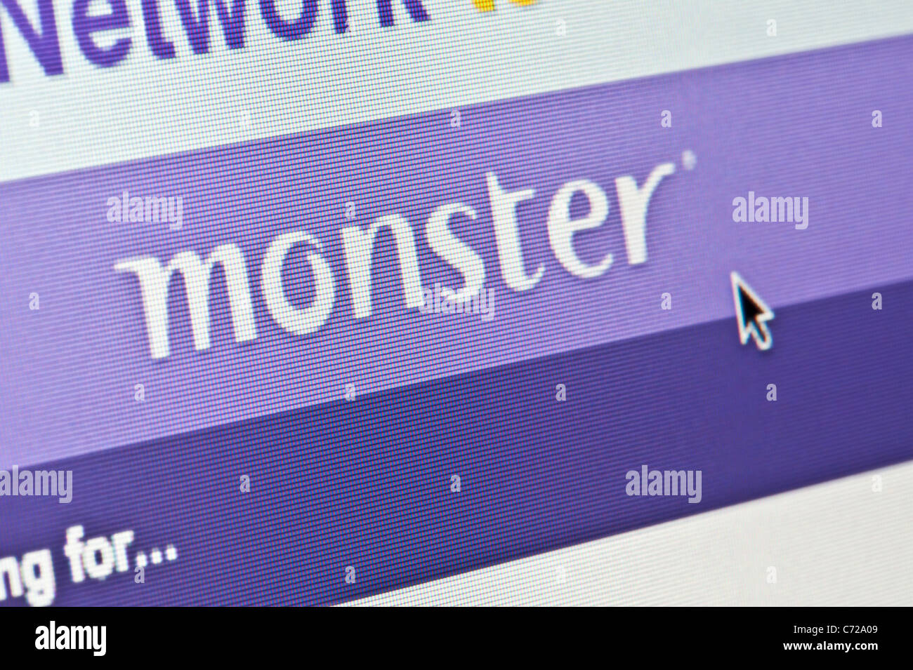 Nahaufnahme von dem Monster Logo wie auf ihrer Website zu sehen. (Nur zur redaktionellen Verwendung: print, TV, e-Book und redaktionelle Webseite). Stockfoto