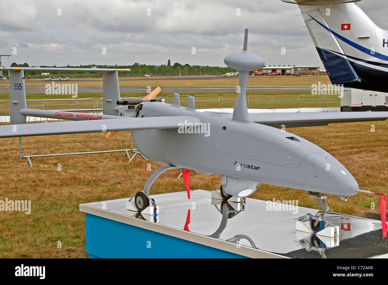 Aerostar Tactical Unmanned Air Vehicle System auf der Farnborough International Airshow Stockfoto