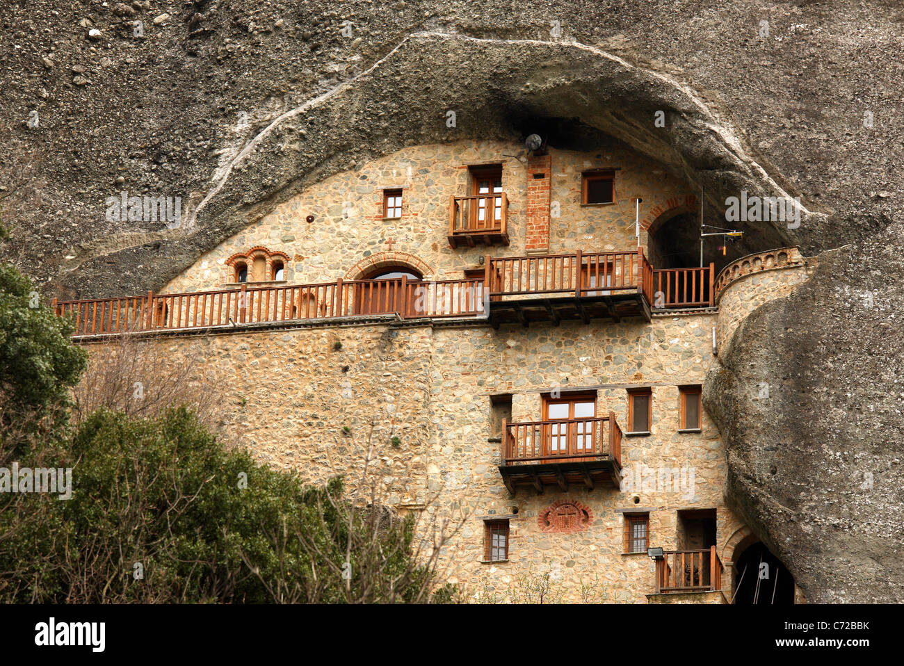 Eines der weniger bekannten Klöster von Meteora, Nikolaus von Badova (oder "Batova") Kloster. Trikala, Griechenland Stockfoto