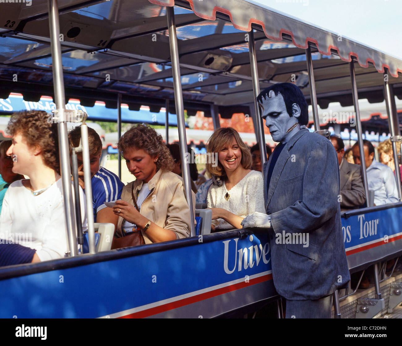 Tour-Zug mit Herman Munster, Universal Studios, Universal City, Los Angeles, California, Vereinigte Staaten von Amerika Stockfoto