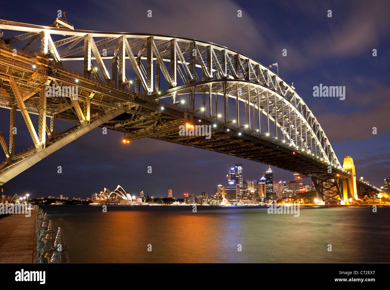 Sydney Harbour Bridge in der Dämmerung von kirribilli Stockfoto