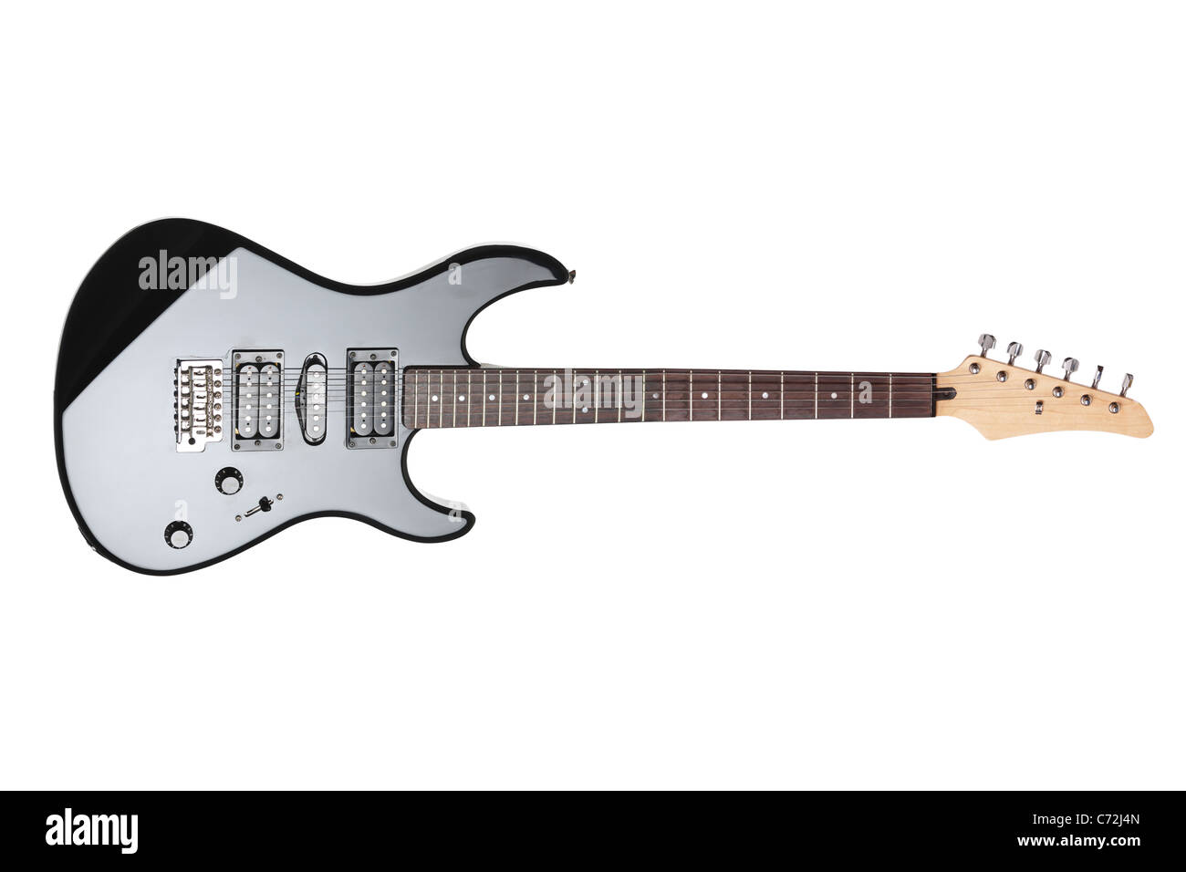 E-Gitarre, die isoliert auf weißem Hintergrund Stockfoto