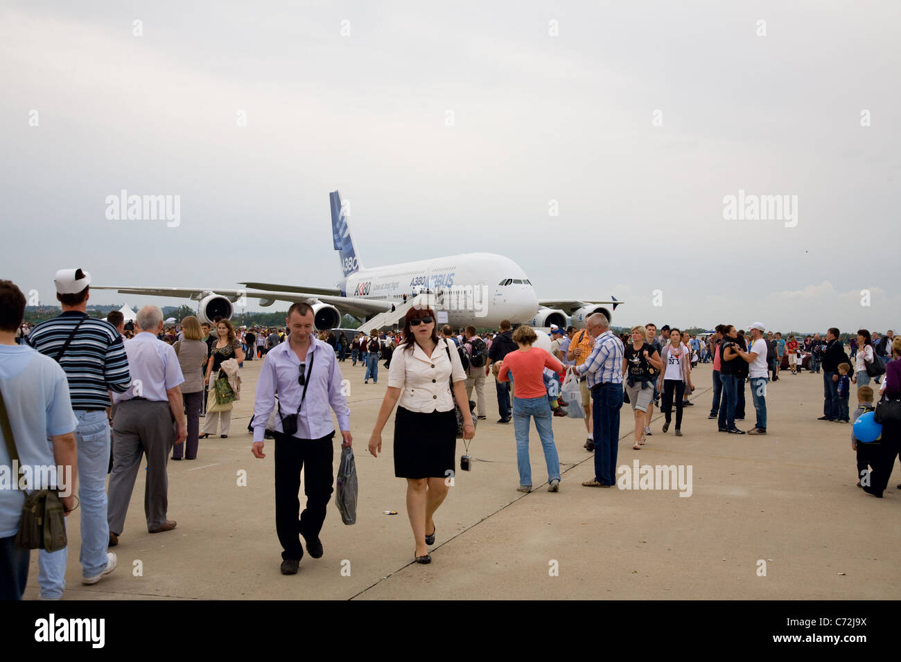 Moskau, Russland - 20 AUG: Anzeige durch den Airbus A380 auf dem internationalen Luft- und Raumfahrt Salon MAKS am 20. August 2011 am Zhuko Stockfoto