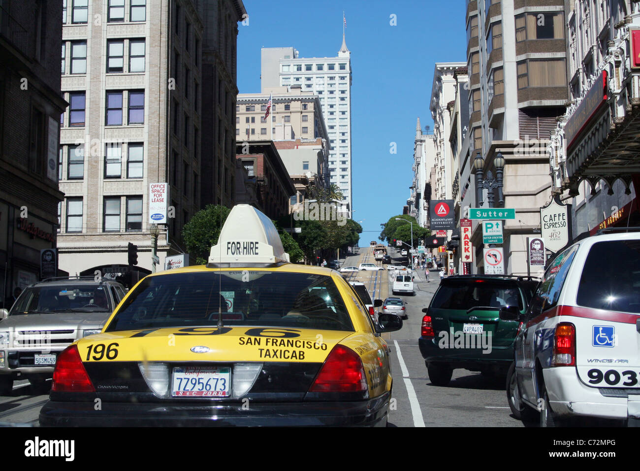 Ein Taxi in die Straßen von San Francisco. Kalifornien, USA Stockfoto