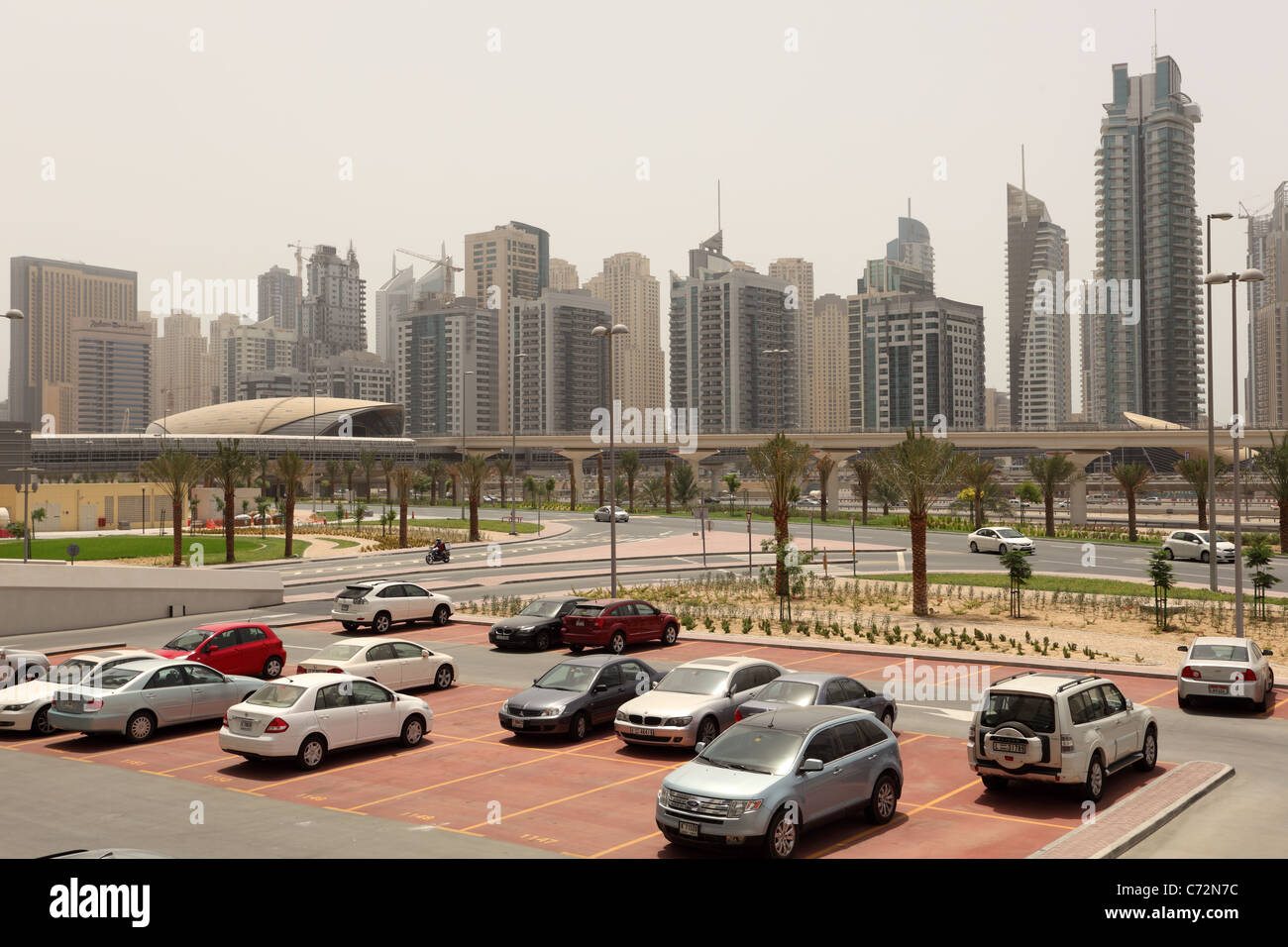 Die Innenstadt von Dubai-Parkplatz Stockfoto