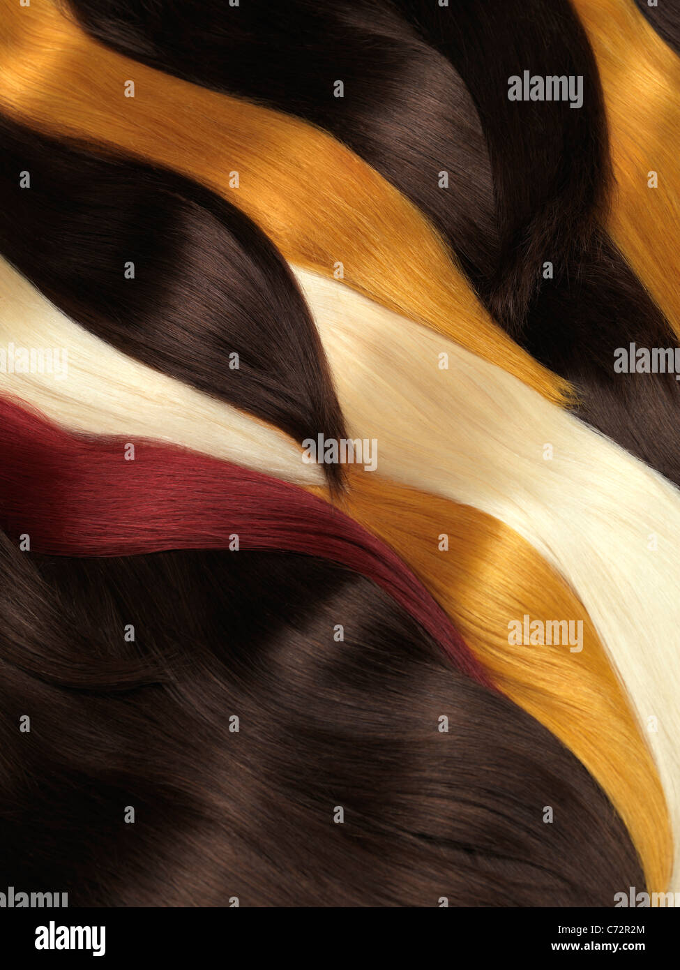 Natürlichen Echthaar-Extensions in verschiedenen Farben Stockfoto