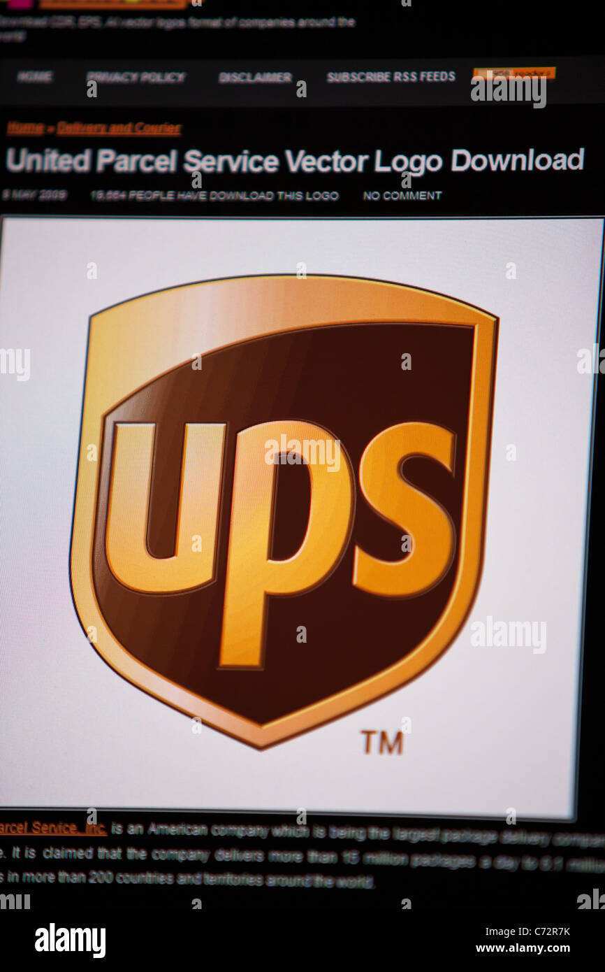 UPS united Parcel Service Markenzeichen Logo auf Computer Bildschirm Webseite herunterladen Stockfoto