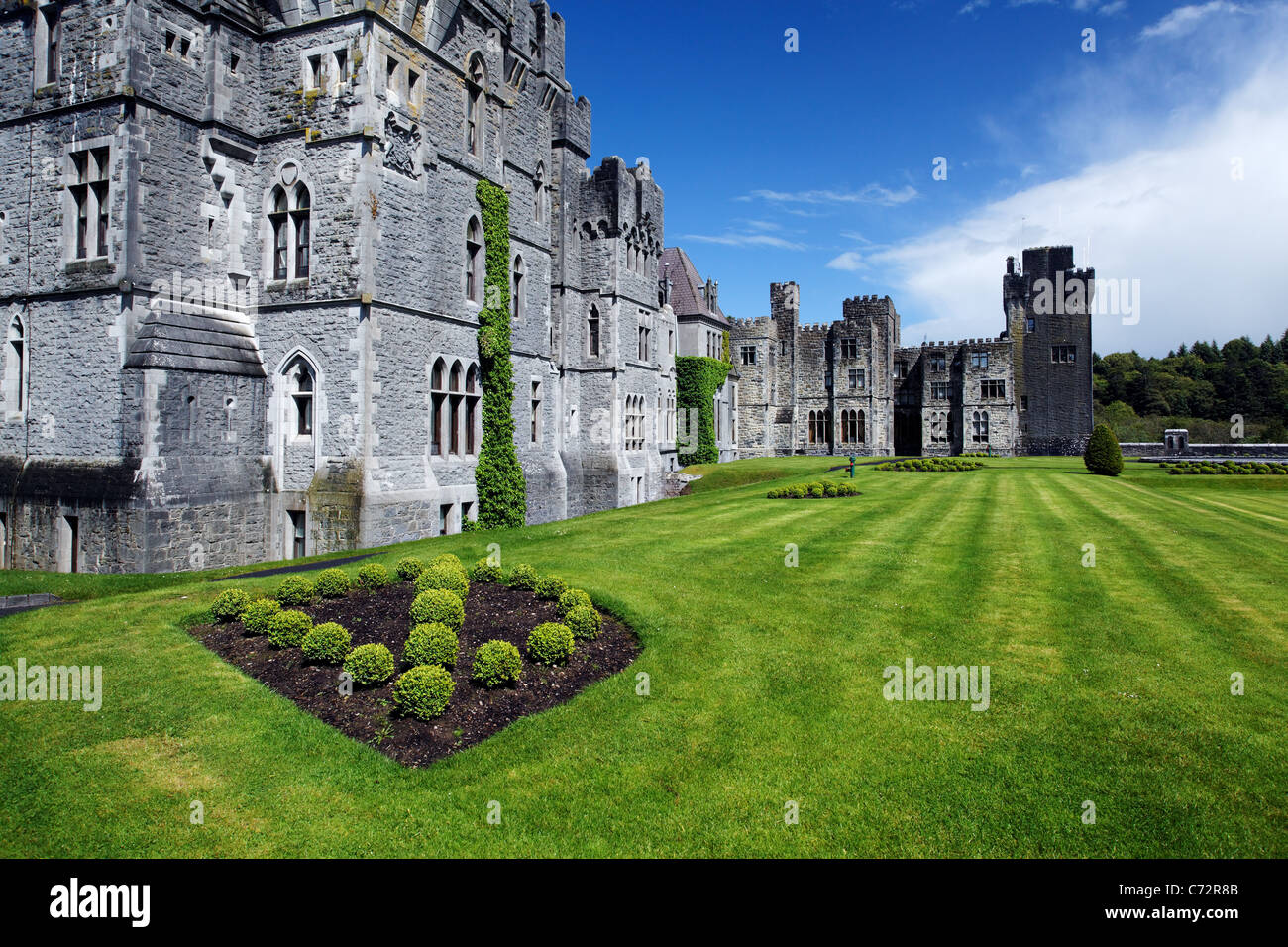 Parkanlage in Ashford Castle, Cong, County Galway, Irland Stockfoto