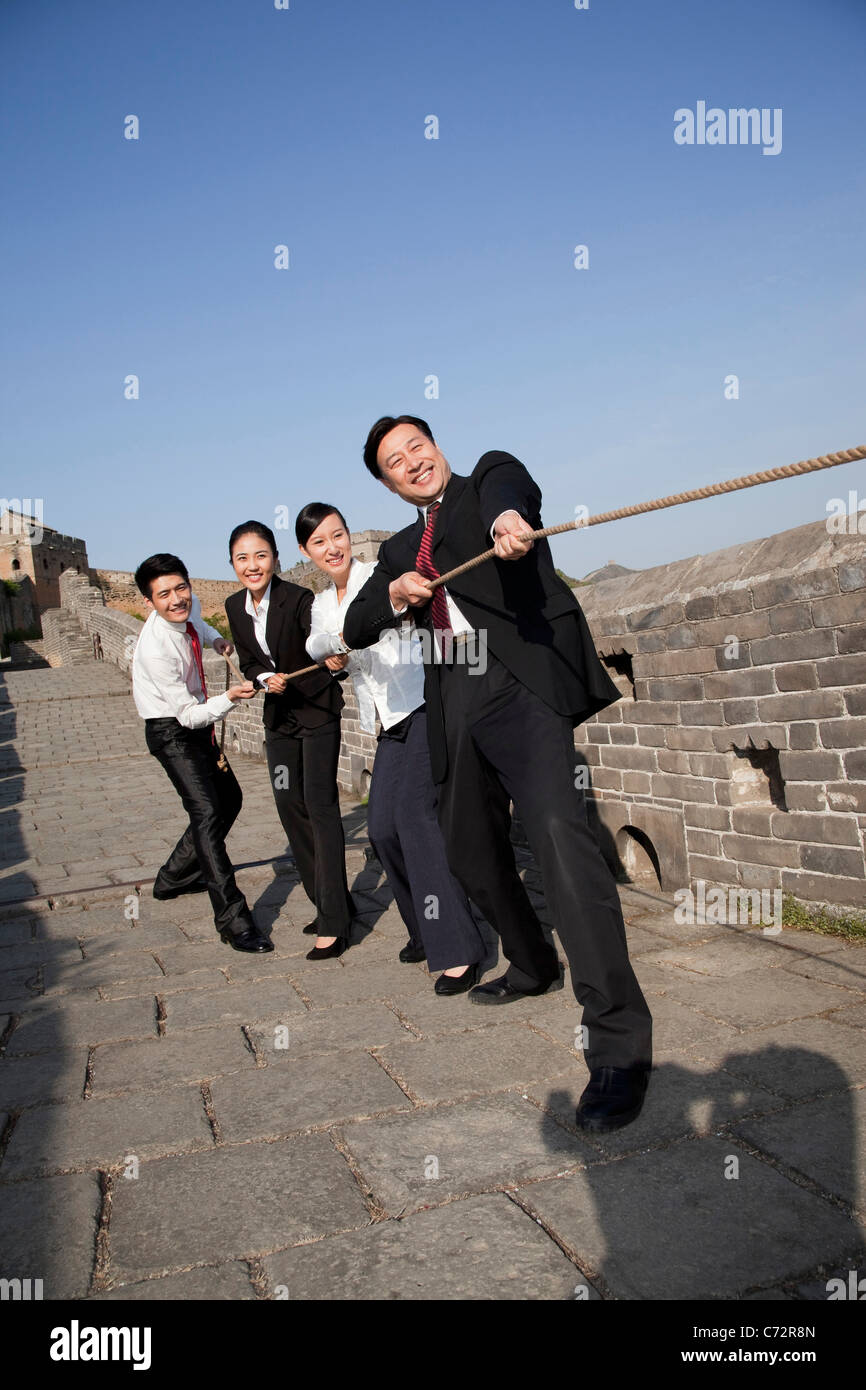 Geschäftsfrau auf der chinesischen Mauer Stockfoto