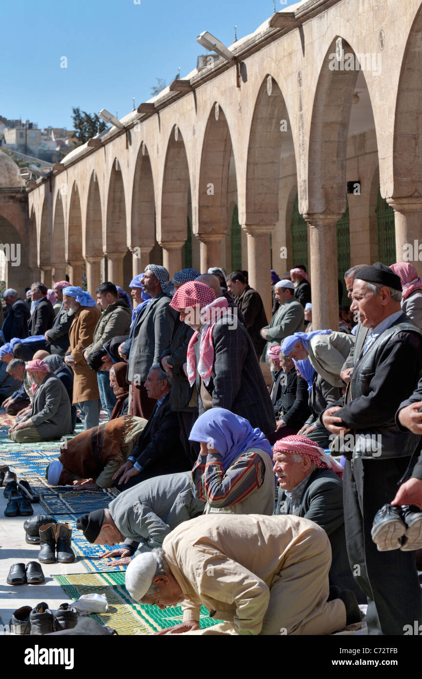Beten Sie Freitag in der Abrahamteich Moschee Urfa Türkei Stockfoto