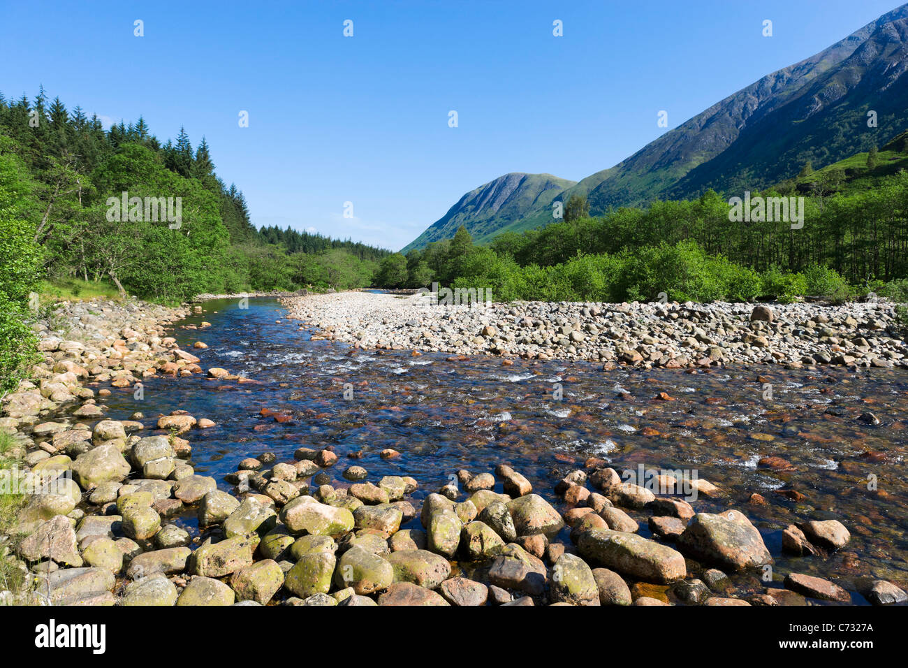 Der Fluss Nevis, Glen Nevis, Lochabar, Schottisches Hochland, Schottland, UK Stockfoto