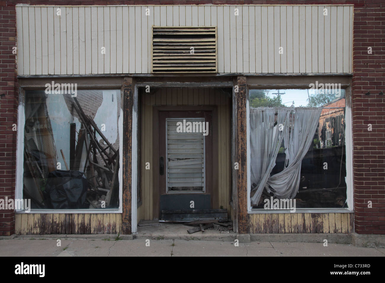 Ein verfallenden Gebäude in Union Star, Missouri. Stockfoto
