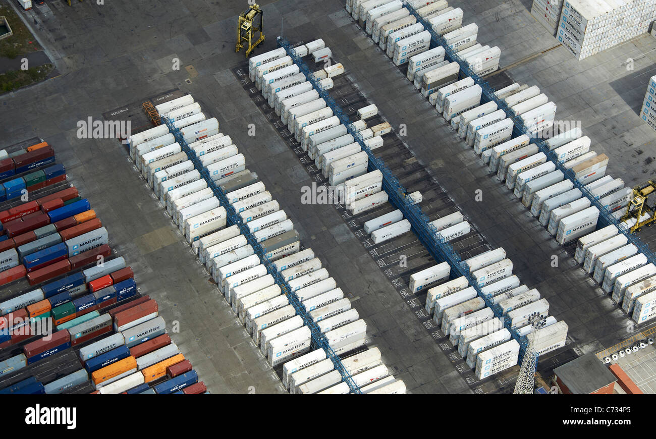 Container in Tilbury Docks, South East England-Großbritannien Stockfoto