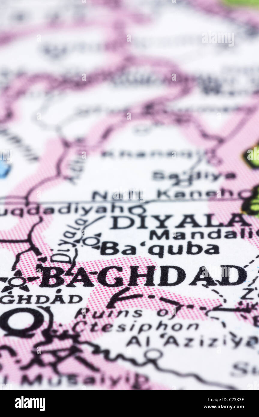 eine Nahaufnahme von Bagdad, die Hauptstadt des Irak. Stockfoto