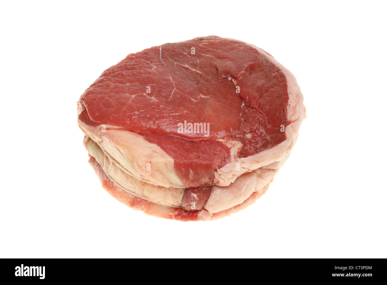 Rohe Gelenk Rindfleisch isoliert gegen weiß Stockfoto