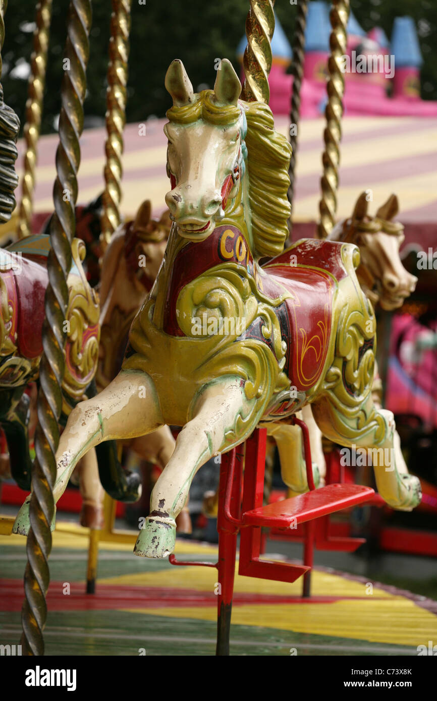 Pferd merry Go round Closeup Stockfoto