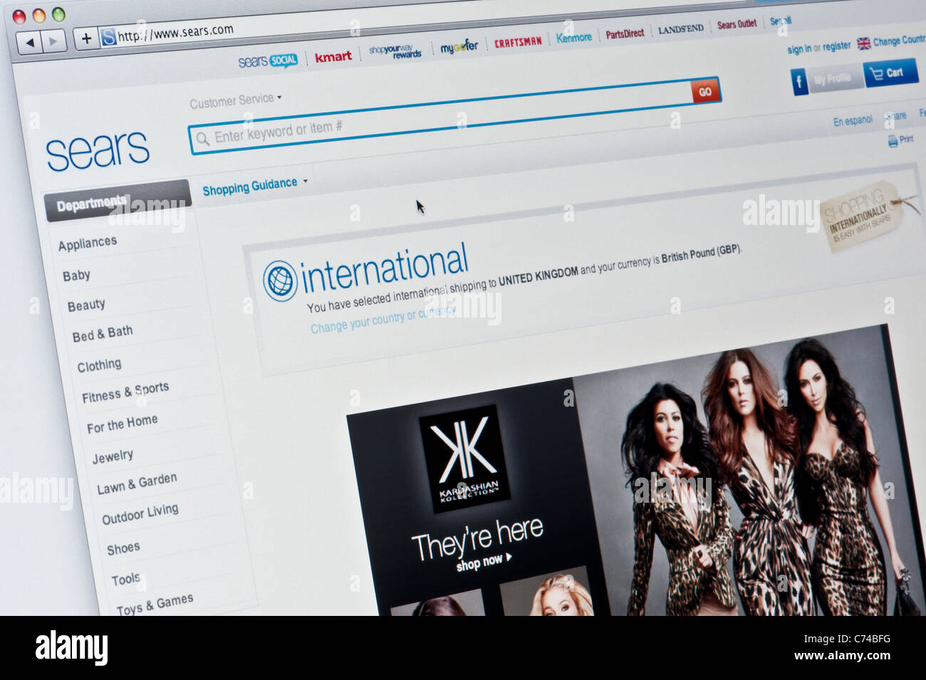 Nahaufnahme von der Sears-Logo, wie auf ihrer Website zu sehen. (Nur zur redaktionellen Verwendung: print, TV, e-Book und redaktionelle Webseite). Stockfoto