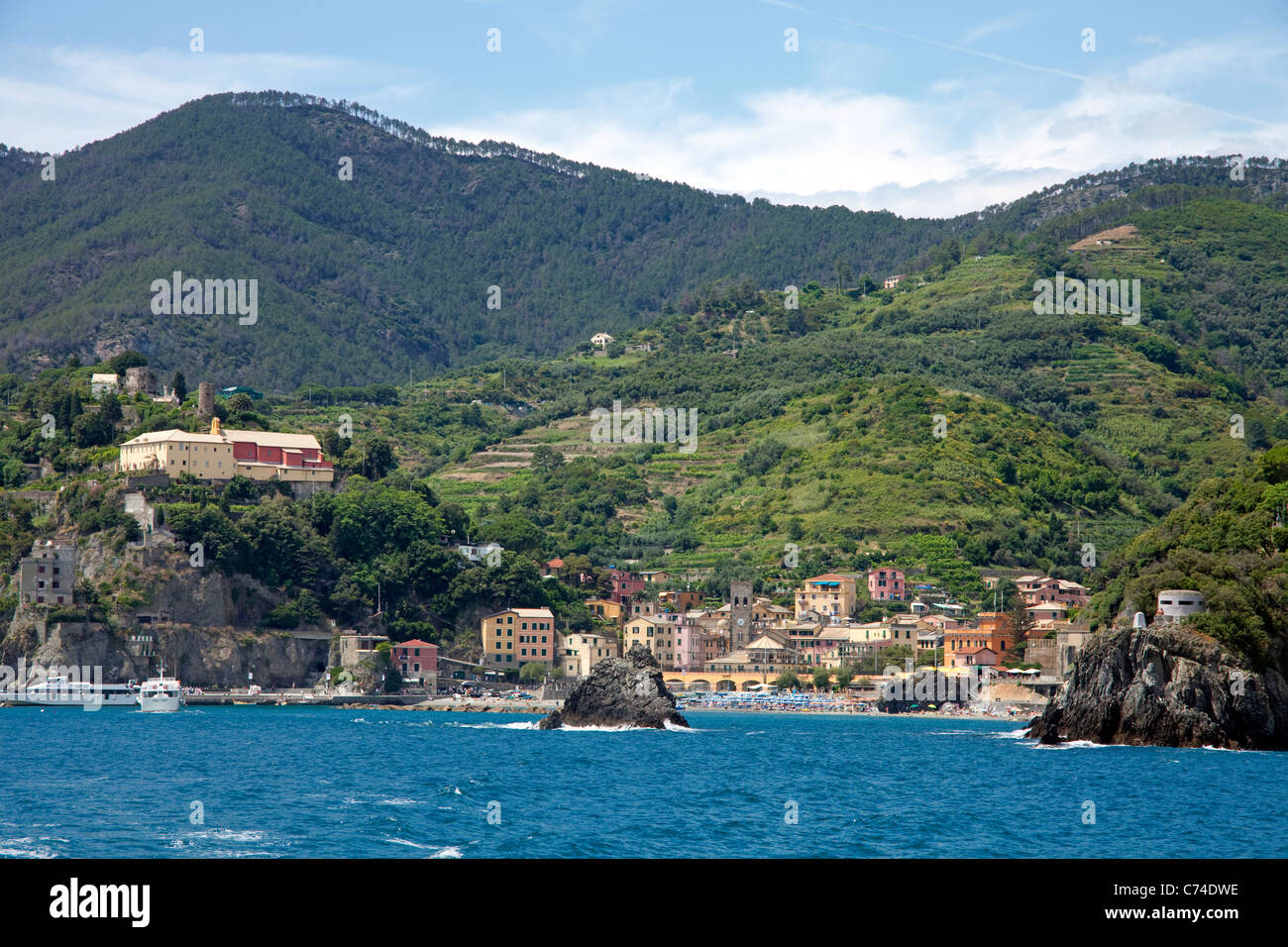 Fischerdorf Monterosso, Cinque Terre, UNESCO-Weltkulturerbe, Ligurien di Levante, Italien, Mittelmeer, Europa Stockfoto