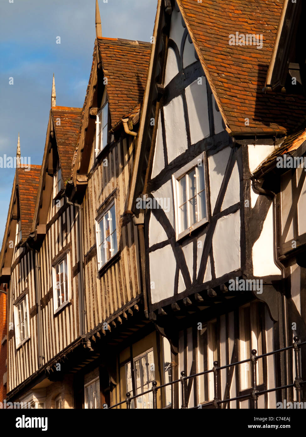 Detail der halbe Fachwerkhaus Tudor Architektur in Warwick England UK Stockfoto