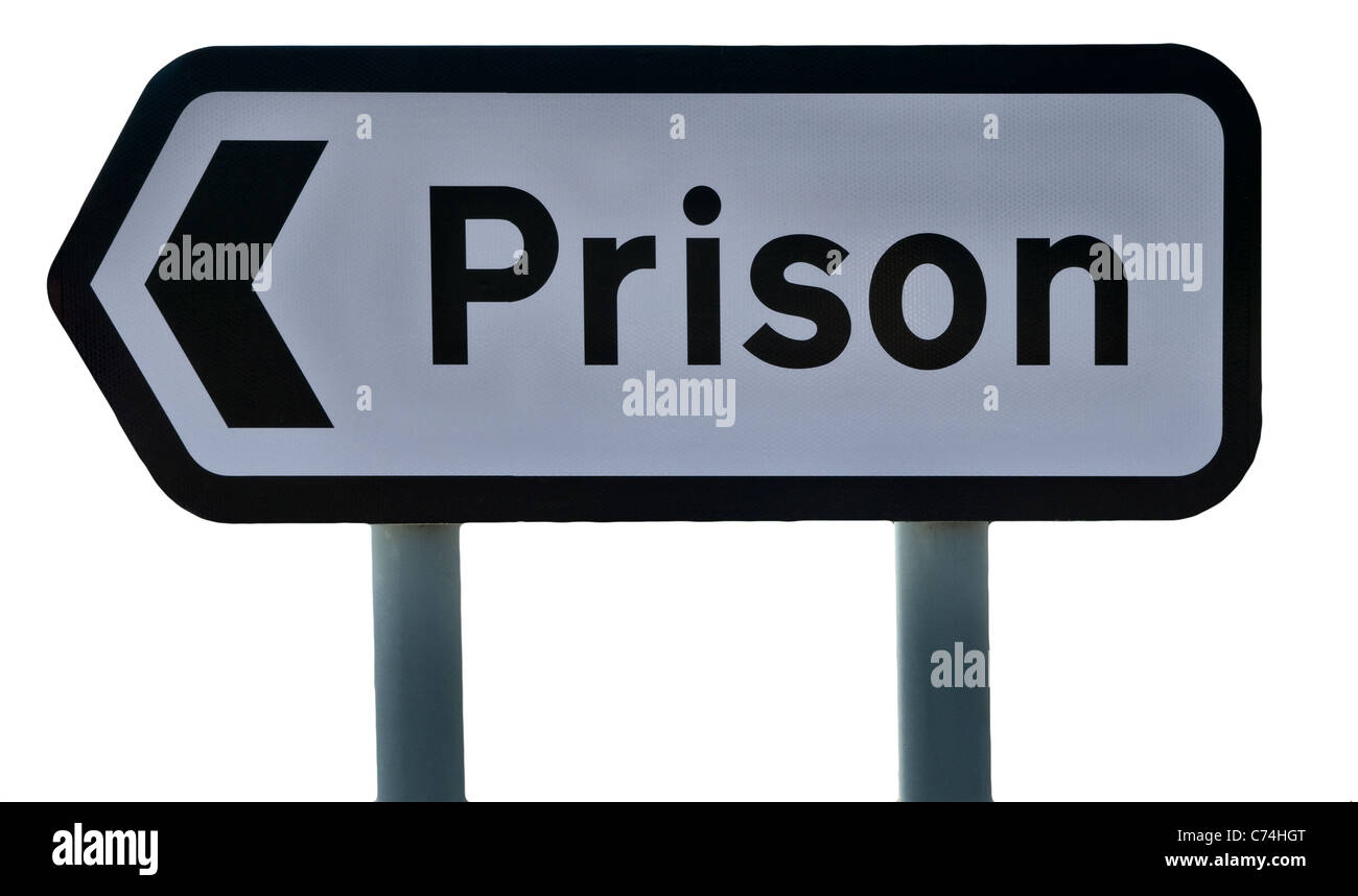 Auf diese Weise ins Gefängnis, Straße Zeichen, England, UK Stockfoto