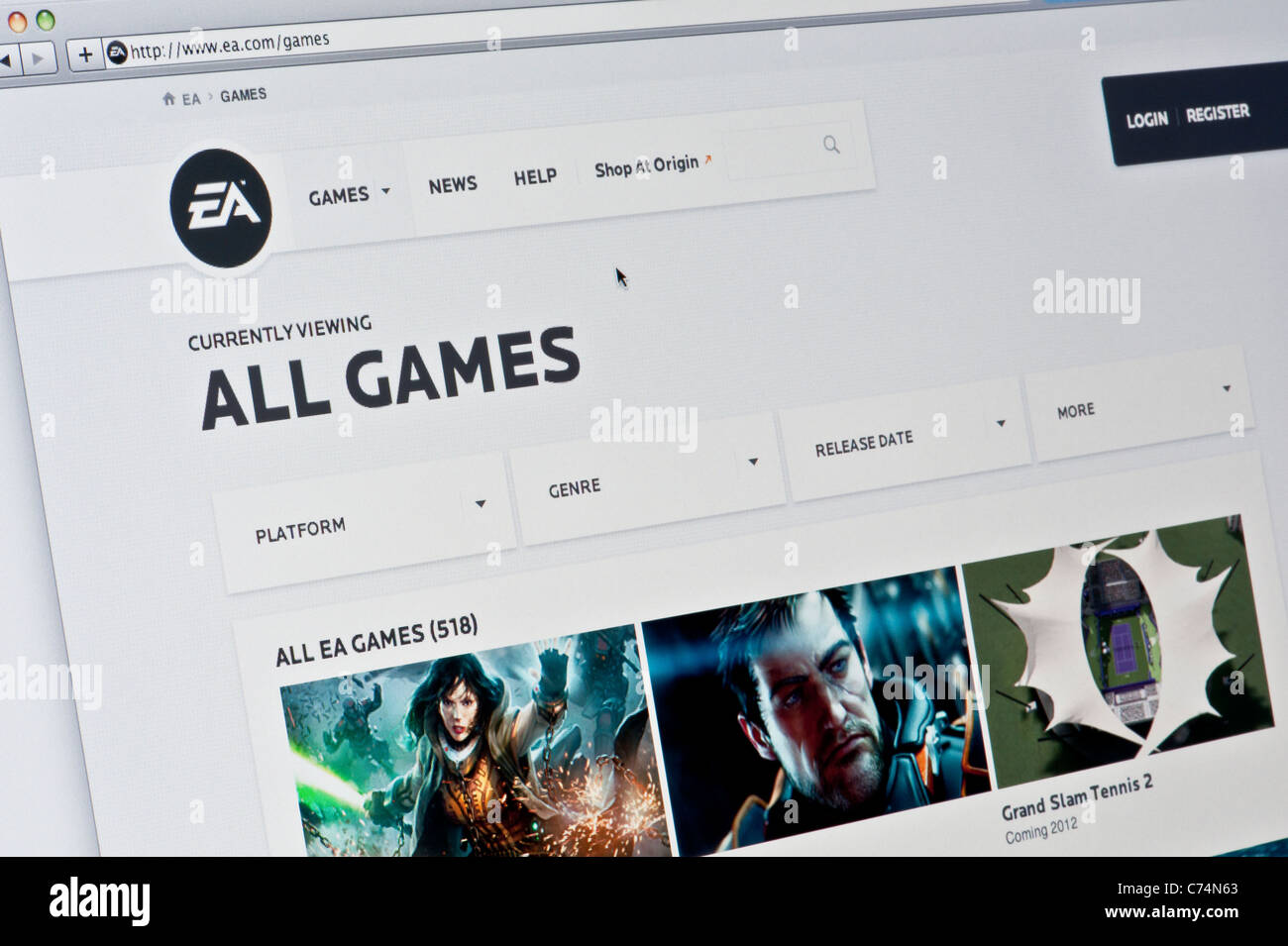 Nahaufnahme von Electronic Arts-Logo, wie auf ihrer Website zu sehen. (Nur zur redaktionellen Verwendung: print, TV, e-Book und redaktionelle Webseite). Stockfoto