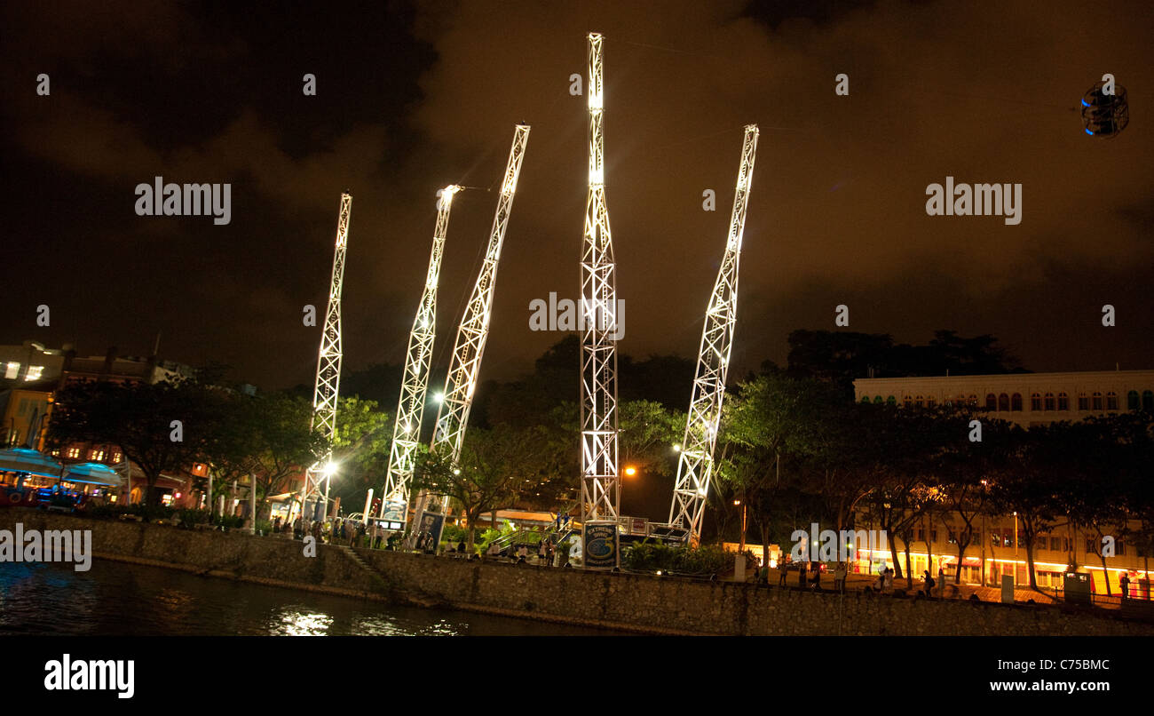 Die Extreme Swing Gx5 Fahrt In Der Nacht Singapur River
