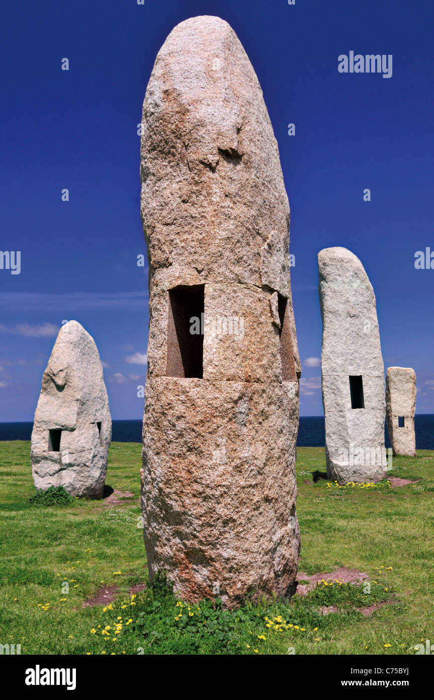 Spanien, Galicien: Menhir-Denkmal im Sculpture´s Park von A Coruna Stockfoto