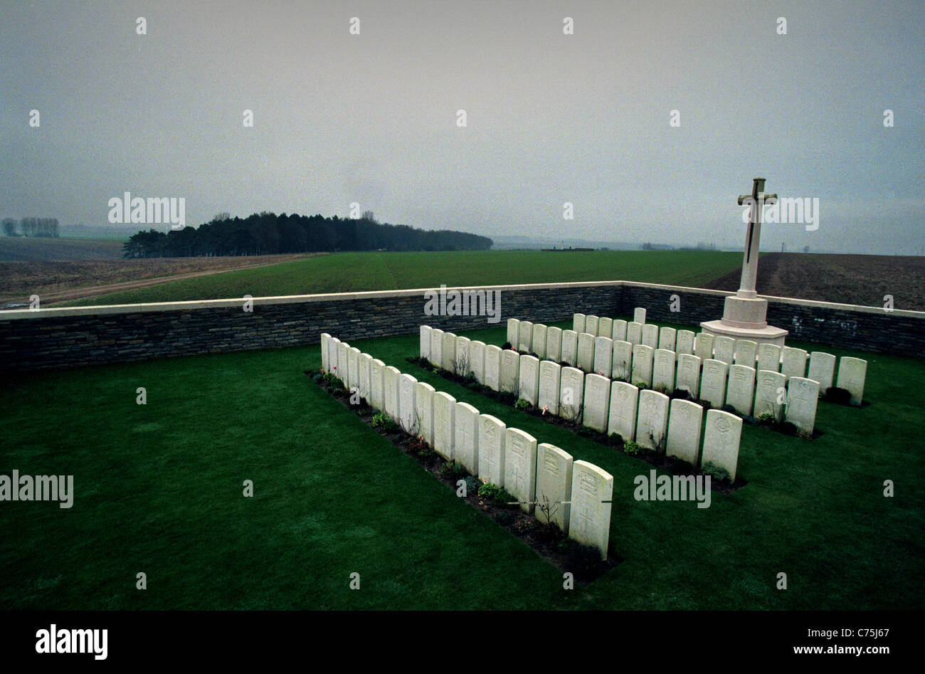 SERRE Straße Friedhof Nr. 3, folgenden, Schlachtfelder von Nordfrankreich. Verwaltet von der Commonwealth War Graves Commission, gefunden. Stockfoto