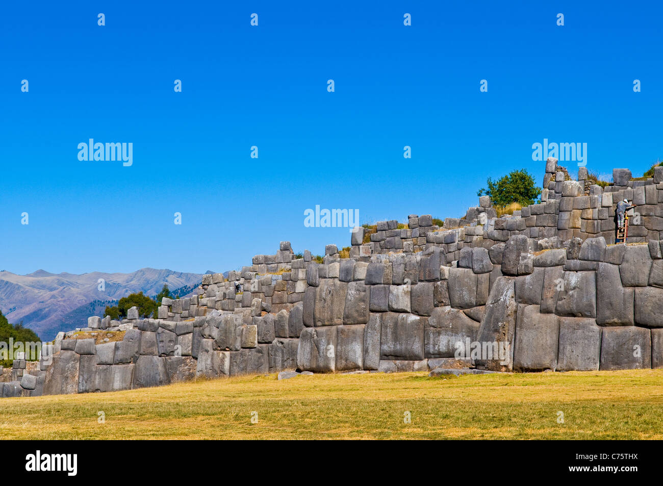 Alten Sacsayhuaman Ruinen Incan außerhalb von Cusco-Peru Stockfoto