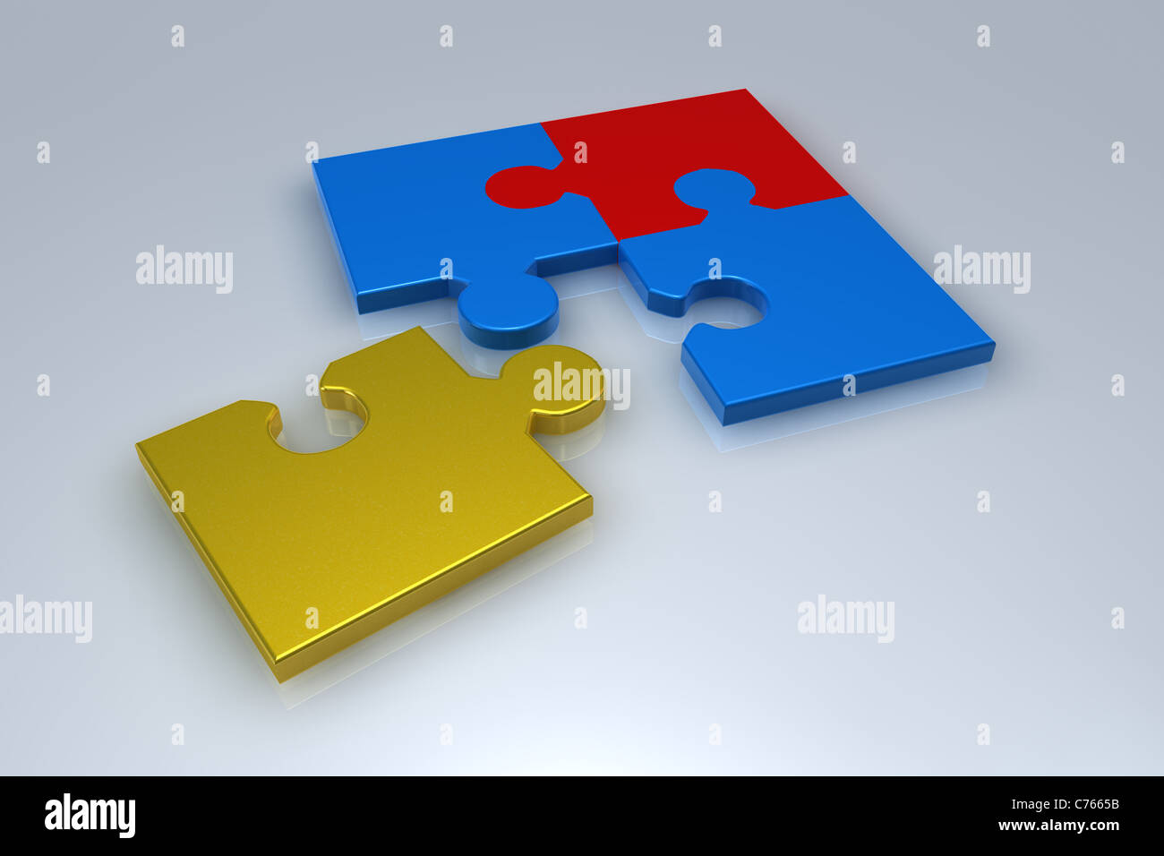 Verschiedenen Collor Jigsaw Puzzle in 3d Stockfoto