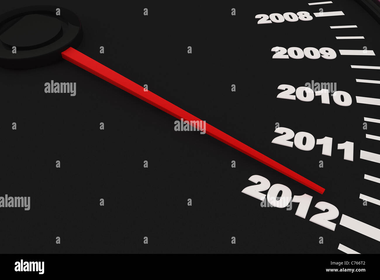 Countdown bis Neujahr 2012 - Tacho Stockfoto
