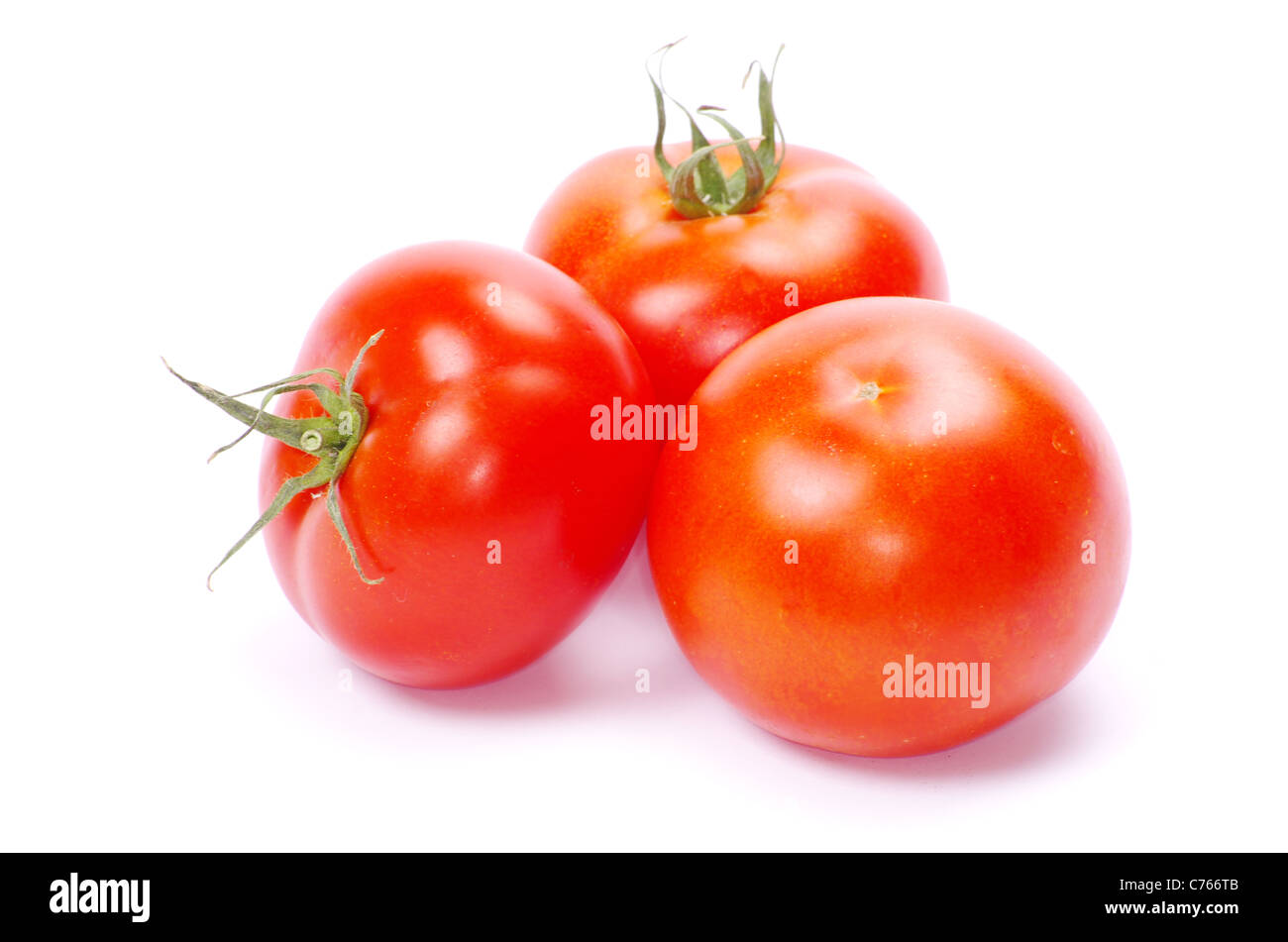 Tomaten auf weißem Hintergrund Stockfoto