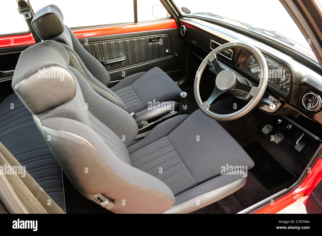 1977-Ford Escort RS 1800 Interieur Stockfoto