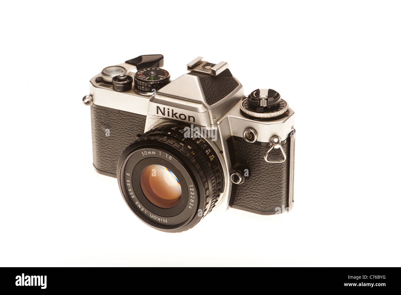 Nikon FE 35mm SLR single Lens reflex Filmkamera, Classic Kamera, Objektiv 50mm f1.8E Stockfoto
