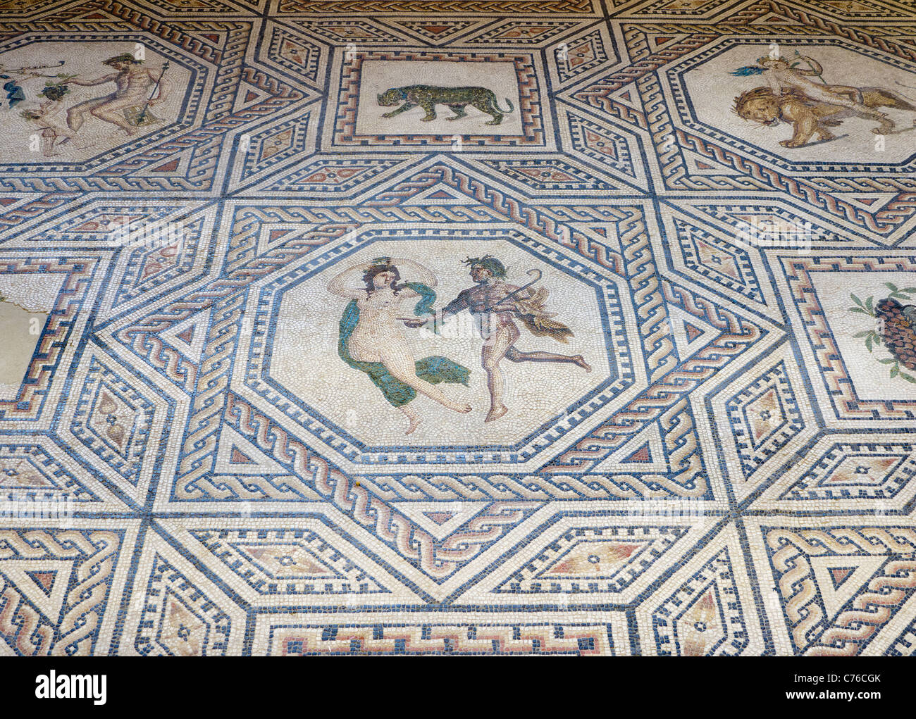 Dionysos-Mosaik im römisch-germanischen Museum in Köln Stockfoto