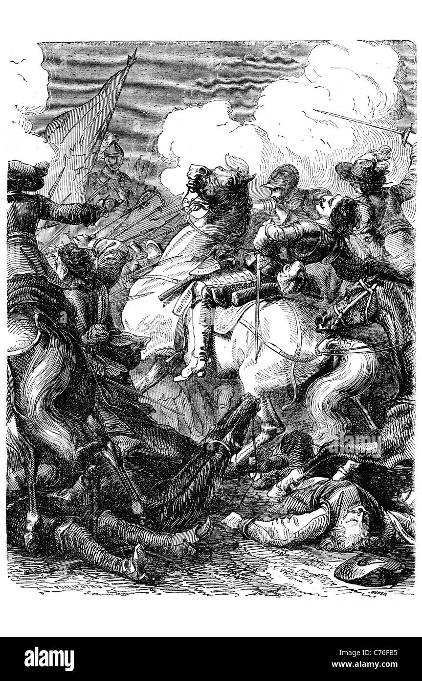 Schlacht Lützen 1632 entscheidender dreißig Jahre Krieg protestantische Sieg Gustavus Adolphus von Schweden Schlacht bekämpfen Kriegsführung Streitkräfte Stockfoto