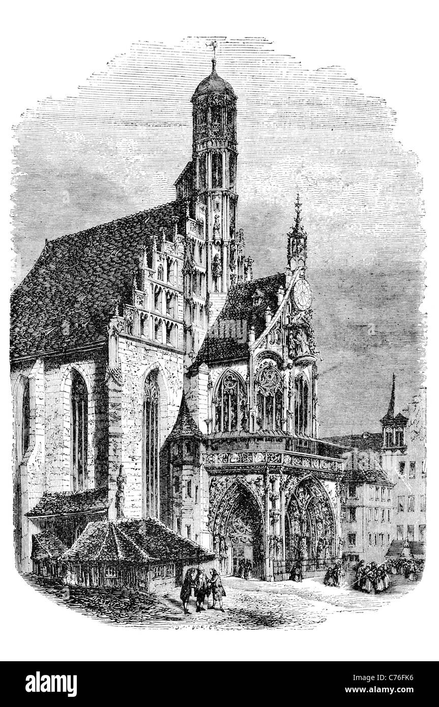 Frauenkirche Kirche der Muttergottes Nürnberg Kathedrale Basilika Deutschland Markt Brick Gothic mechanische Uhr Männleinlaufen Stockfoto