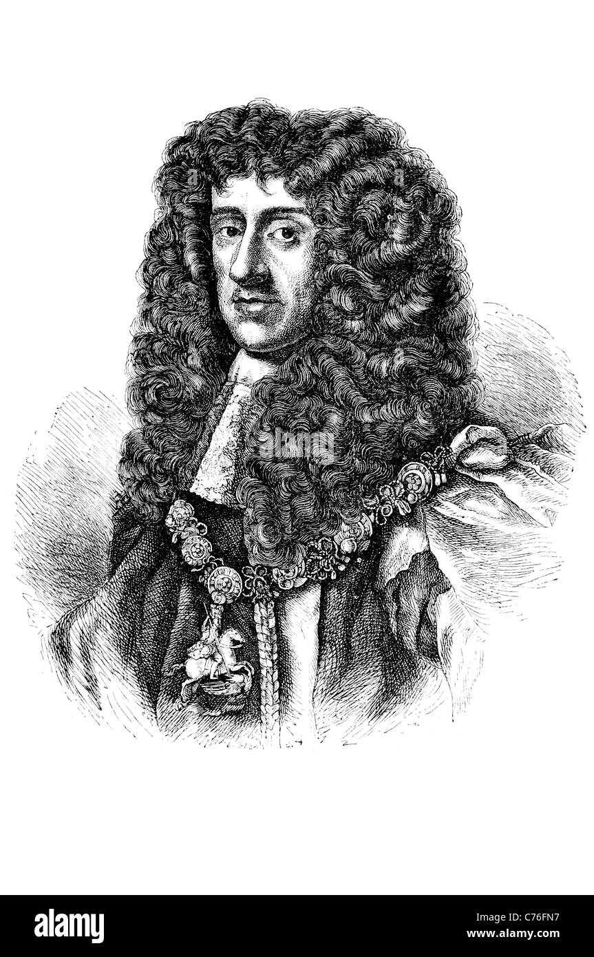 Porträt Charles II Monarch König königlich royal königliche fürstlichen imperial souveränen Herrscher Monarch Potentat gekrönte Haupt Kaiser Stockfoto