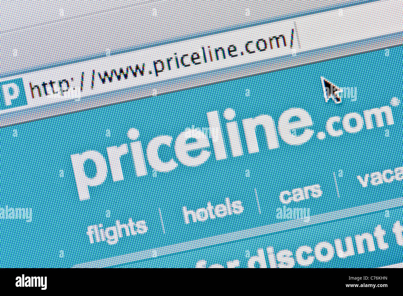Nahaufnahme von Priceline-Logo auf ihrer Website gesehen. (Nur zur redaktionellen Verwendung: print, TV, e-Book und redaktionelle Webseite). Stockfoto