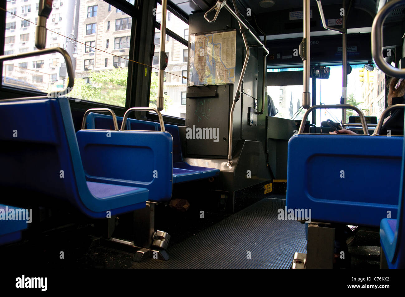 Innere des MTA öffentlichen Verkehrsmitteln Bus, Manhattan, New York City, USA Stockfoto