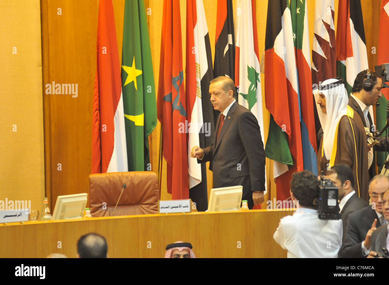 Türkisch Uhr Erdogan befasst sich mit der arabischen Liga bei seinem Besuch in Ägypten, wo er auch mit Ägyptens Militärherrscher Tantawi traf. Stockfoto