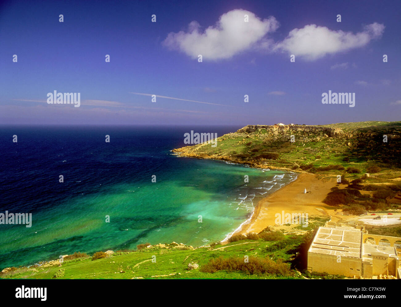 Blick vom Calypso Cave, Ramla Bay, Gozo, Malta Stockfoto