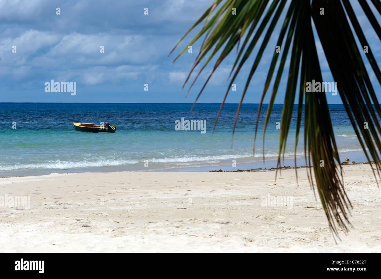 Schönen weißen Sandstrand auf der Seychellen-Insel Stockfoto