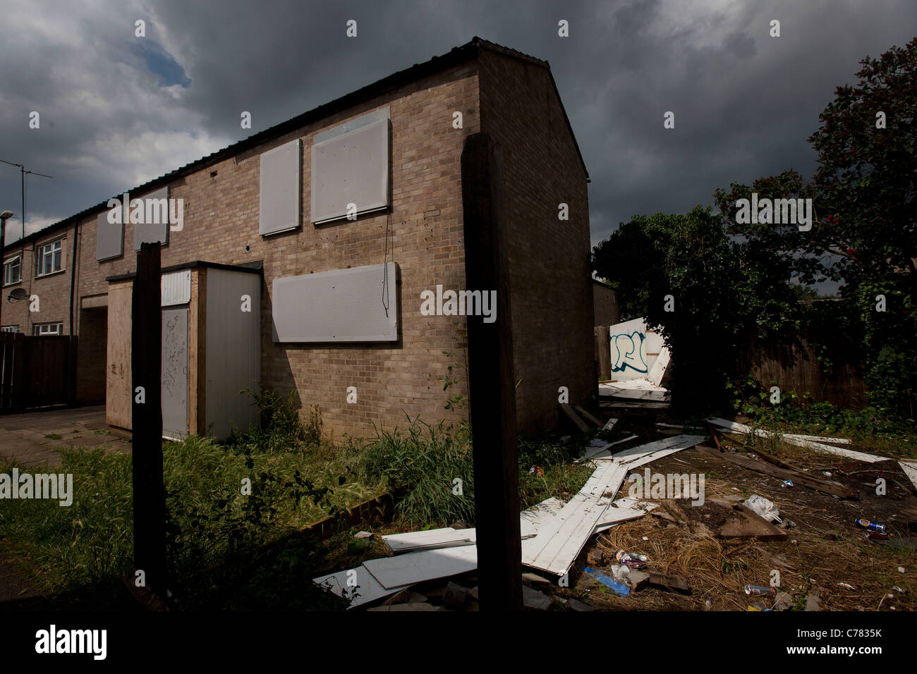 Ein repossessed Haus in Corby Northmaptonshire Stockfoto