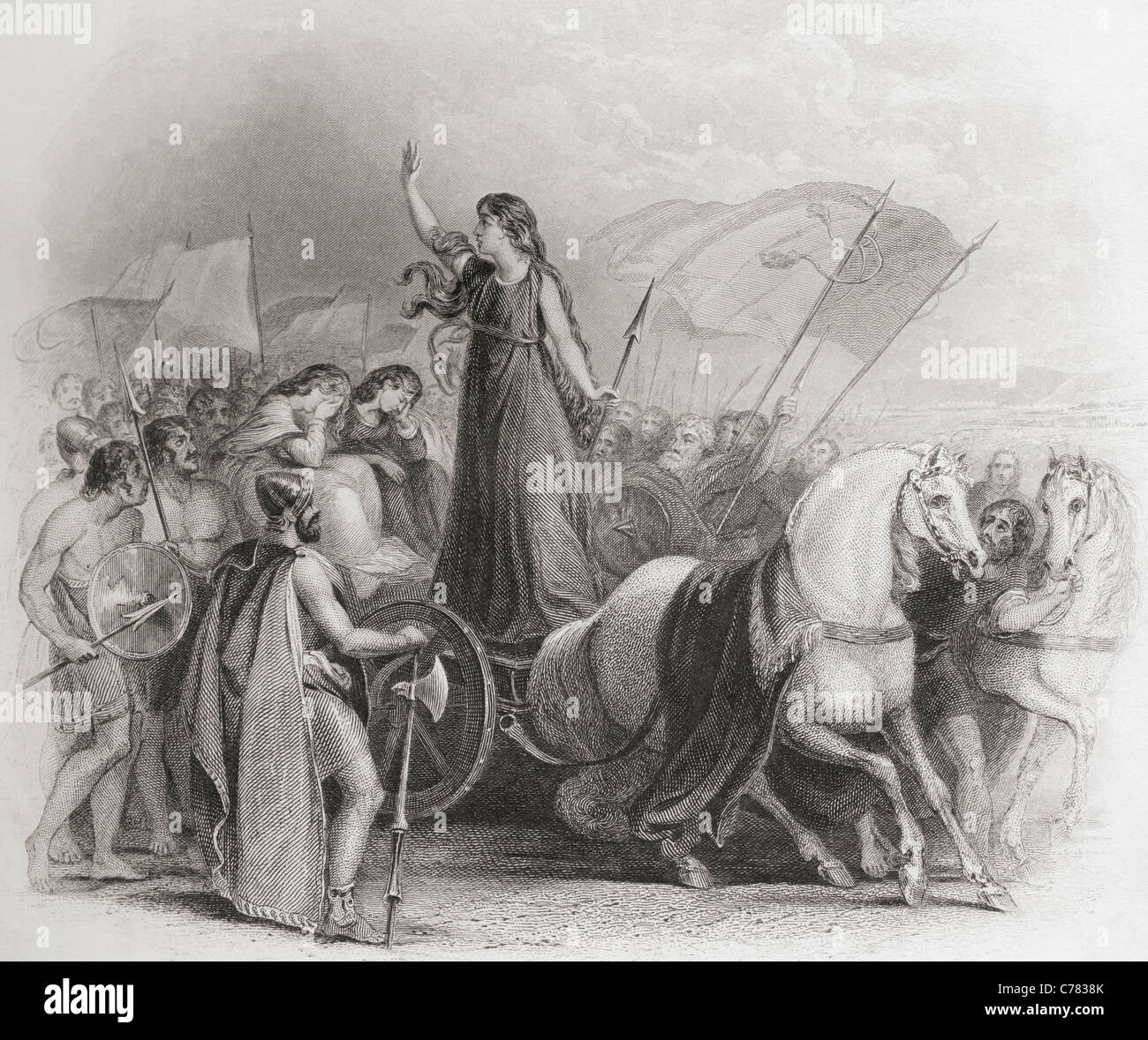 Boadicea Strafpredigt haltene der Briten. boudica,? - D. ad 60 oder 61. die Königin der Briten iceni Stamm. Stockfoto