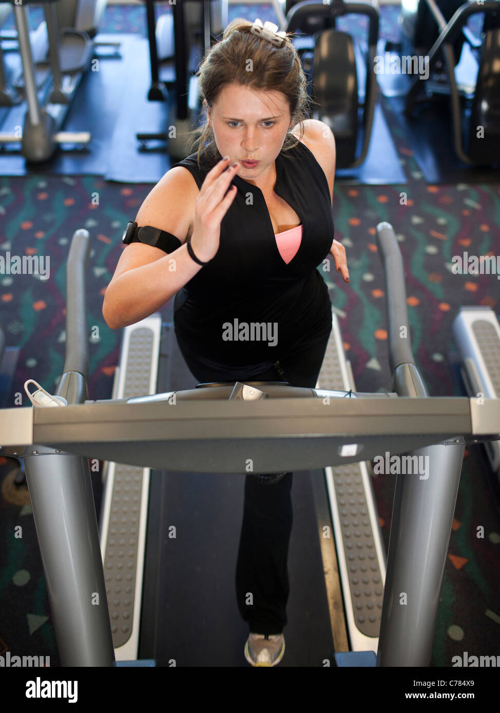 USA, Utah, Draper, Frau Training auf Laufband Stockfoto