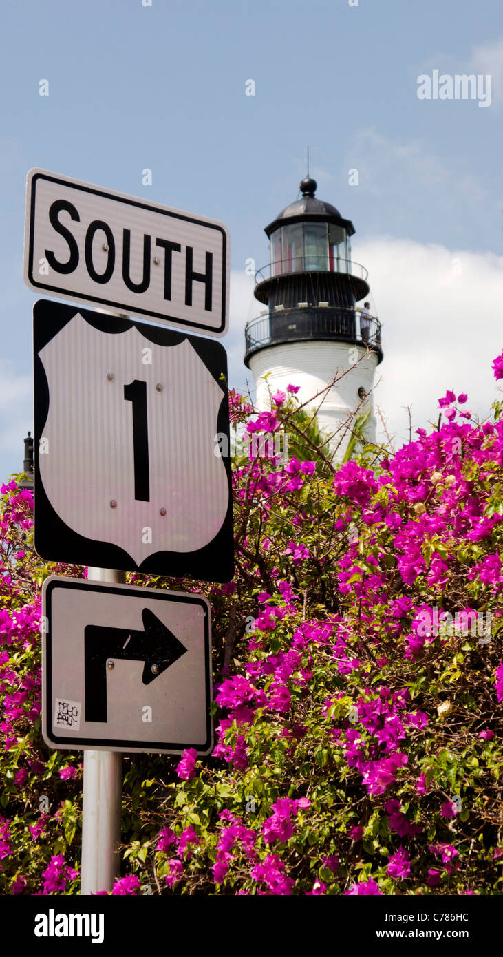 Der alte Leuchtturm in Key West Florida am Ende uns Highway One, die längste Straße in den USA Stockfoto